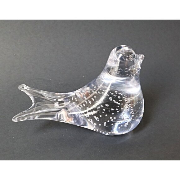 Vintage Murano Glass Bird Dove  Suspended Controlled Bubbles Paperweight Figurin - Picture 1 of 4